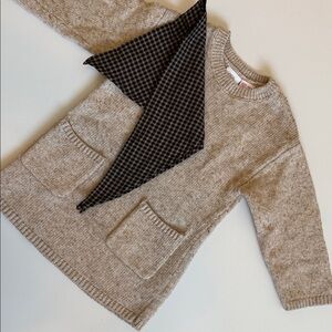 Cozy Knit Sweater Dress with Checkered Scarf Zara